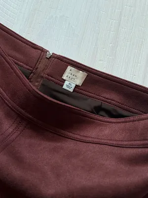 A New Day Women's Faux Suede Midi Skirt Burgundy Size XL thumbnail 4