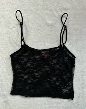 Edikted Gianna Sheer Lace Tank Top Black Size Small Floral Spaghetti Strap thumbnail 1