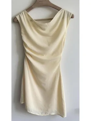 Glassons butter yellow One Shoulder Ruched Mini Dress Size 8 Draped Party thumbnail 4