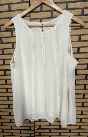 Loft‎ Tan Polka Dot Tank Top Size Large thumbnail 1