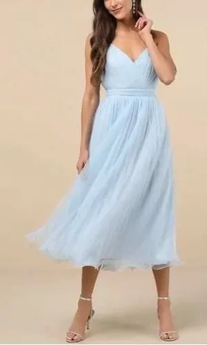 Lulus‎ Baby Blue Tulle Bridesmaid Formal Evening Gown XS thumbnail 1