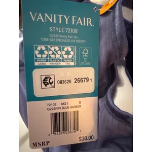 Brand new Vanity Fair Women's Size Small Wireless Bralette Bra Blue Harbour thumbnail 2