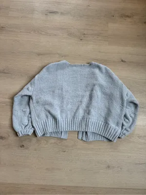 moon & madison Light Gray Open-Front Bubble Sleeve Cardigan thumbnail 3