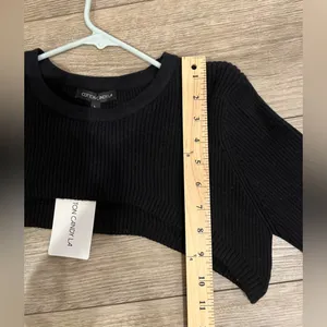 NWT Cotton Candy Large Black Long Sleeve Cut Out Crop Top thumbnail 6