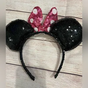 Disney Minnie Mouse Ears Headband Polka Dot Bow thumbnail 2