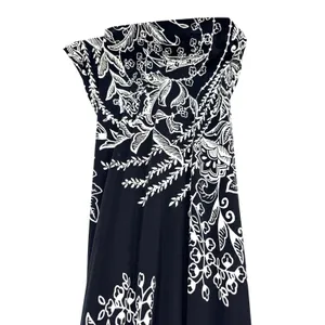 Soma Intimates Black White‎ Floral Maxi Dress Empire Waist V-Neck Size Small thumbnail 2