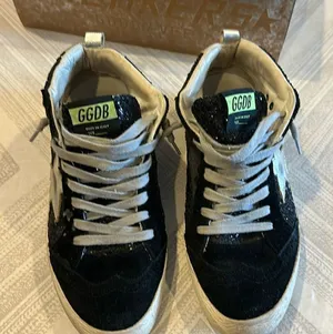 Golden Goose Mid Star Black Glitter and Silver Star Sneakers - Size 37 thumbnail 1