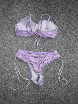 Lavender Shell Underwire Bikini Set Size Medium Purple thumbnail 4