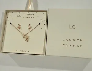 LC Lauren Conrad Rose Gold Flamingo Pendant Necklace Earring gift Set opalite thumbnail 1