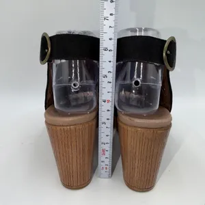 Dansko Demetra Black Leather Cutout Platform Sandals Wood Block Heel Women 6-6.5 thumbnail 5