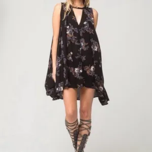 FREE PEOPLE Boho Floral Sleeveless Swing Tunic Dress w/ Pockets XS thumbnail 7