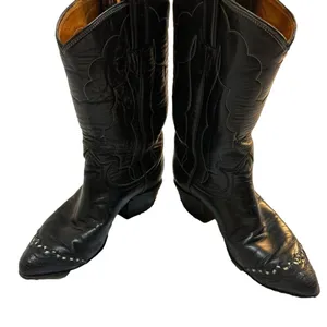 Vintage Tony Lama Black Cowgirl Boots Size 5.5 Narrow fit Leather Vintage thumbnail 1