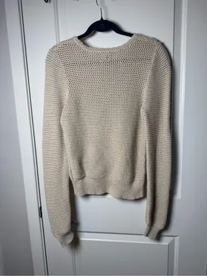 GAP Open-Weave Crewneck Sweater in Light Beige thumbnail 5