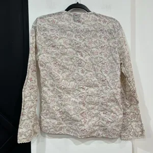 Y2K Fairy Cottagecore Longsleeve Eyelet Lace Up Top Embroidery Size Small thumbnail 6