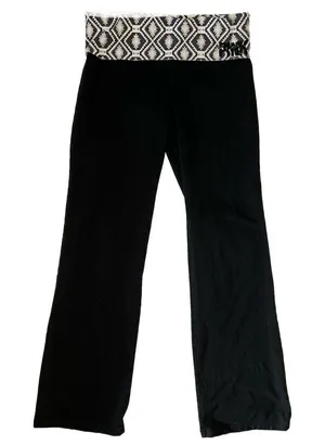 Victoria's Secret PINK Fold Over Waist Flare Yoga Pants Aztec Print‎ Size L thumbnail 1