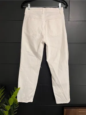 ABERCROMBIE & FITCH The Mom Hi-Rise Distressed White Denim Jeans Pants 26/2s EUC thumbnail 4