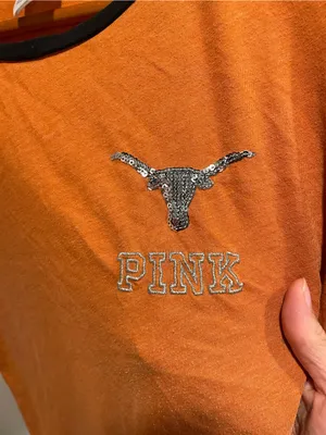Cute Victoria’s Secret PINK texas longhorn sequin logo ringer t-shirt thumbnail 2