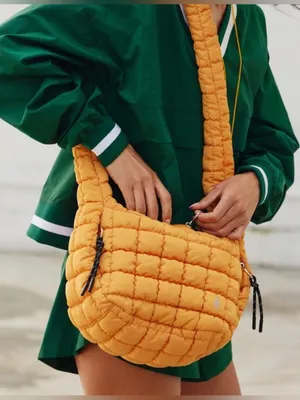 NWT Free People FP Movement Quilted Baby Carryall Sling Bag light papaya orange thumbnail 3