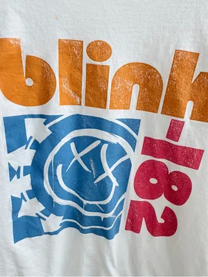 Blink-182 off-the-shoulder white punk tee thumbnail 3