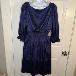 Collective Concepts Zebra Jacquard Mini Dress Satin Blue M thumbnail 7