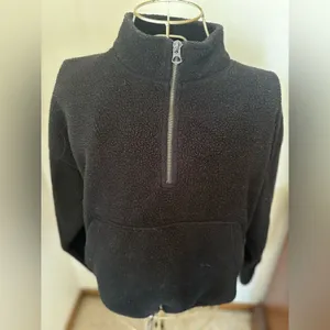American Eagle Quarter Zip Fleece Pullover Small Black thumbnail 10