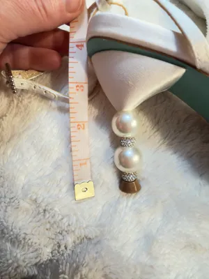 Betsey Johnson SB-Jacy Ivory Pearl-Embellished Ankle Strap Heels size 7.5 thumbnail 10