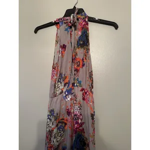 Staccato Dress Women Small‎ Grey Floral Maxi Long Halter Neck Sleeveless Rayon thumbnail 3