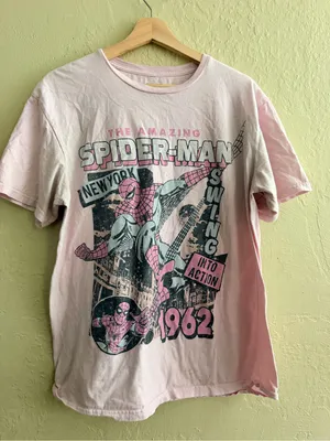 Marvel Spider-Man Vintage Graphic Tee in Light Pink thumbnail 1