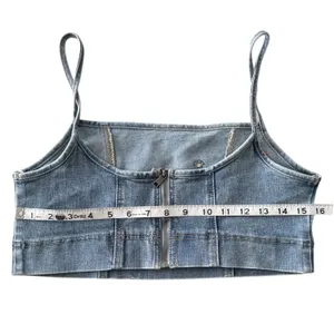 Banjara Floral Embroidered Denim Crop Top Sleeveless Blue Size‎ L Festwear Boho thumbnail 3