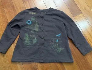 Artisans‎ Vintage Women Cardigan Dragonfly Fern Botanical Print Size XL thumbnail 1