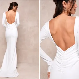 LULUS Sexy Chic Bridal Wedding Elegant Sophisticated Long Sleeve Mermaid Gown thumbnail 4