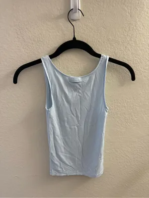 SKIMS Cotton Ribbed Scoop Tank Size XS Blue Loungewear Lounge Bachelorette thumbnail 4