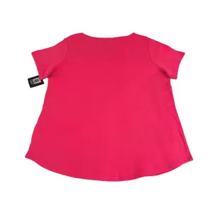 NWT Sport Fuchsia Short Sleeve Tee Split Neckline and Curved Hem 1X thumbnail 2