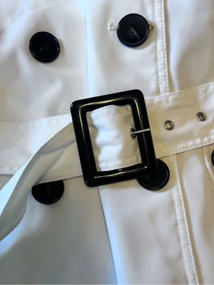 ESPRIT Hooded Double Breasted Trench Coat with Belt M 20” p2p White EUC thumbnail 9