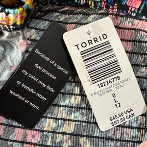 Torrid SZ 0 (Large) Challis Lace-Up Back Corset Top Floral Strapless Smocked New thumbnail 10