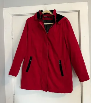 Fleet Street Women's Red Hooded Jacket black suede size medium thumbnail 1