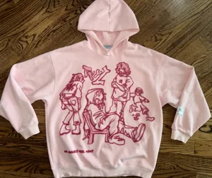 Aelfric Eden Graffiti Spray Paint Pink Purple Graphic Print Cartoon Hoodie L thumbnail 1