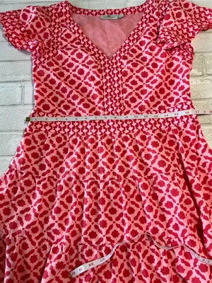 Vineyard Vines Pink & Red Geometric V-Neck Dress Size Small Preppy Vacation thumbnail 6