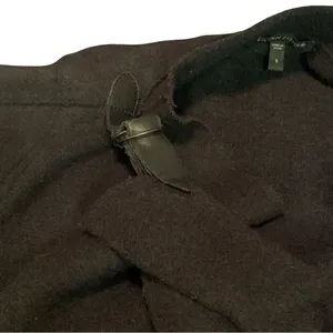EILEEN FISHER Jacket Size Small Black Boiled Wool Leather Buckle Accent Women’s thumbnail 3