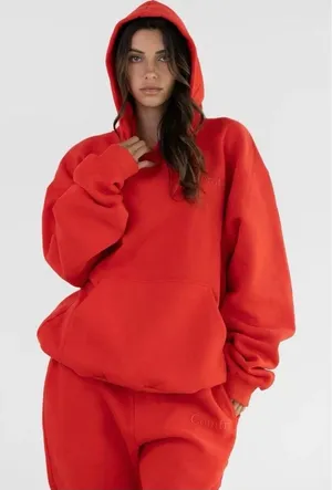 Comfrt Red Oversized Pullover Hoodie thumbnail 1