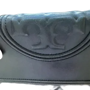 Black Tory Burch Fleming Convertible Bag Quilted Leather Crossbody or Shoulder thumbnail 4