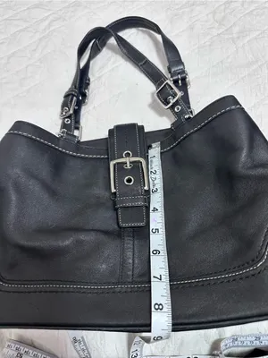 Coach Y2K Black Leather Shoulder Bag with Silver Buckle Hardware thumbnail 12