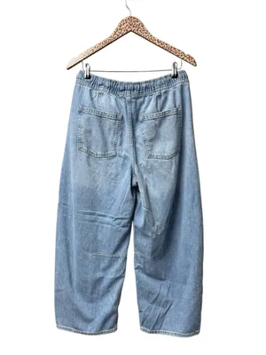 Gap Mid Rise UltraSoft Easy Horseshoe Jeans Drawstring Light Wash Blue Small thumbnail 3