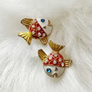 Icing MERMAIDMERCHANT Boutique Nautical Jeweled Fish Enameled Stud Earrings thumbnail 3
