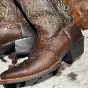 Ariat 15834 Legend Square Toe Brown Pull‎ On Leather Cowboy Boots - 9B BB2 thumbnail 2
