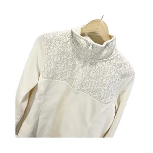 Eddie Bauer Womens Jacket Beige Fleece Lined Waist Length‎ 1/2 Zip Mock Neck L thumbnail 5