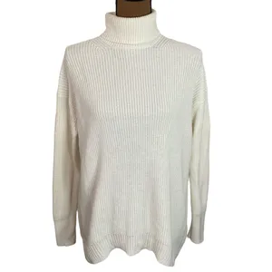 J Crew Ribbed cotton cashmere blend relaxed turtleneck sweater in ivory size XS thumbnail 2