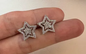 CZ Star Stud Earrings for Men Women Streetwear Punk Hip Hop Unisex Style thumbnail 6