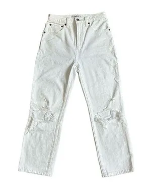 Abercrombie & Fitch Jeans The Ankle Straight Ultra High Rise White Denim 26 2 S thumbnail 1