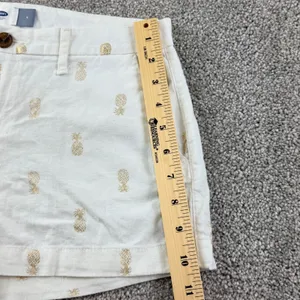 Gold Pineapple‎ Linen Blend Shorts Coastal Vacation Resort Women 4 Preppy Beachy thumbnail 4